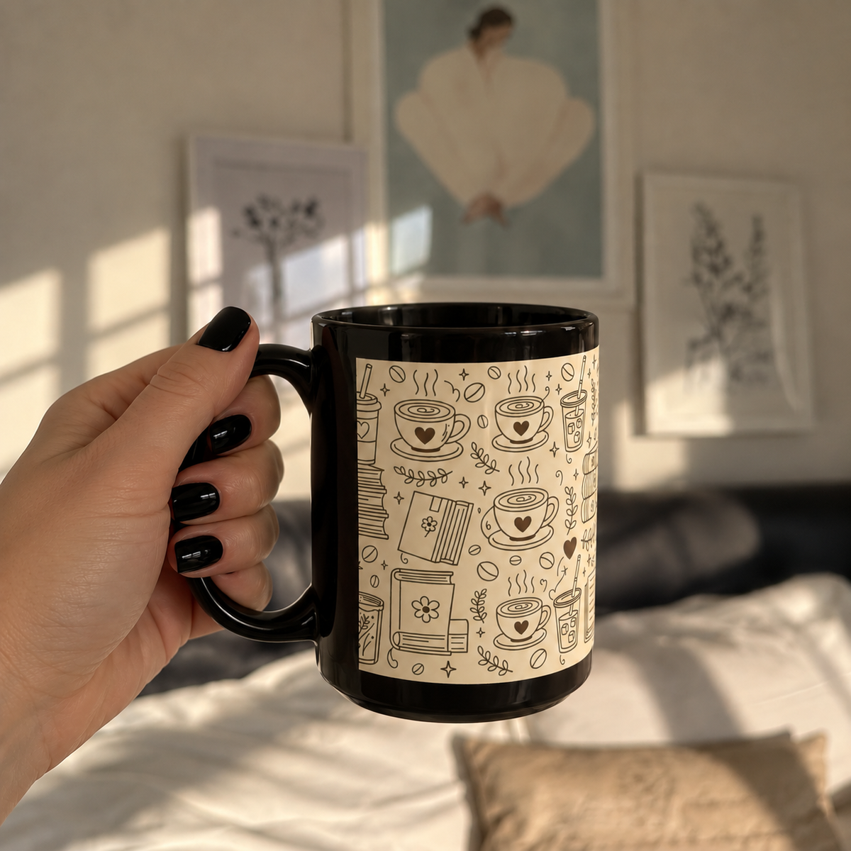 Busy life. Soft moments. Black Mug