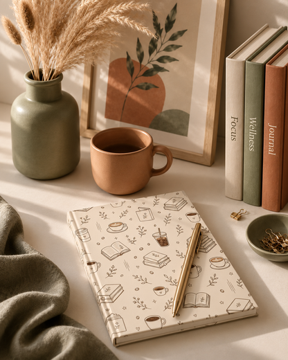 My time, my coffee & my notes Hardcover Journal